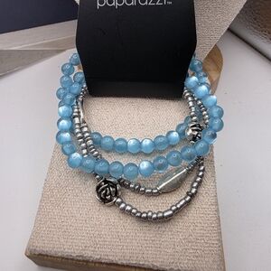 Paparazzi Aqua and Silver Charm Bracelet (507)